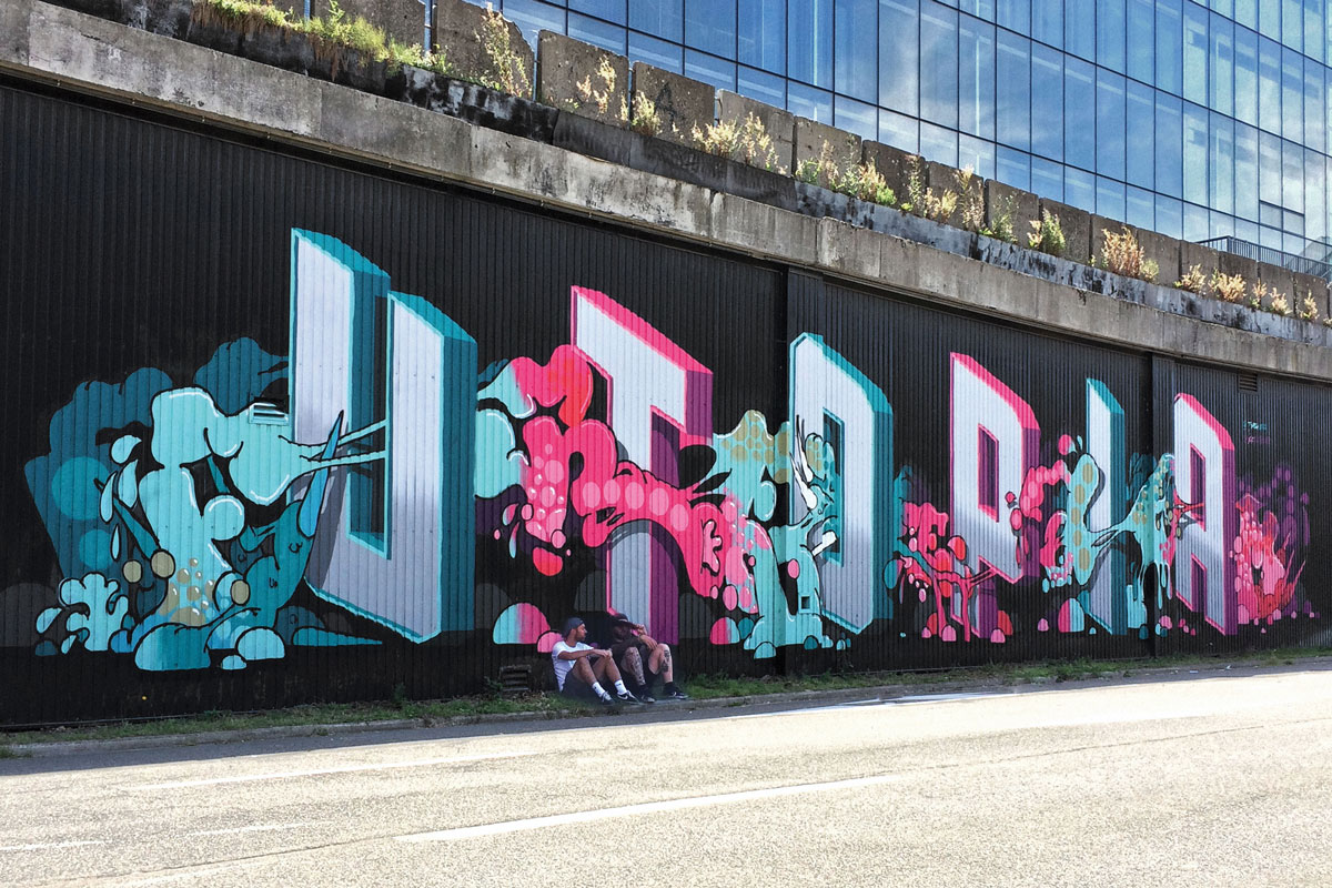 Ilk and Tyrsa wall mural Kosmopolite Louvain La Neuve Belgium